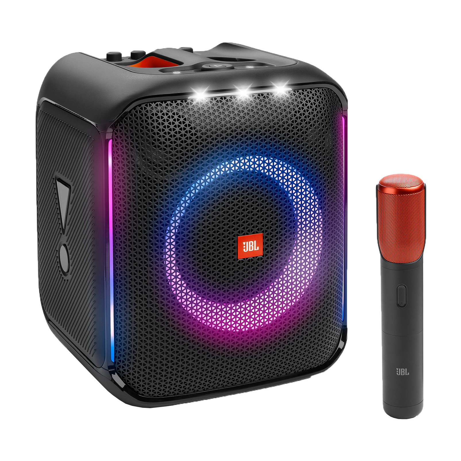 JBL PartyBox Encore | Bærbar partyhøyttaler med 100 W kraftfull lyd, et  innebygd dynamisk lysshow, medfølgende digitale trådløse mikrofon og et  sprutsikkert design.